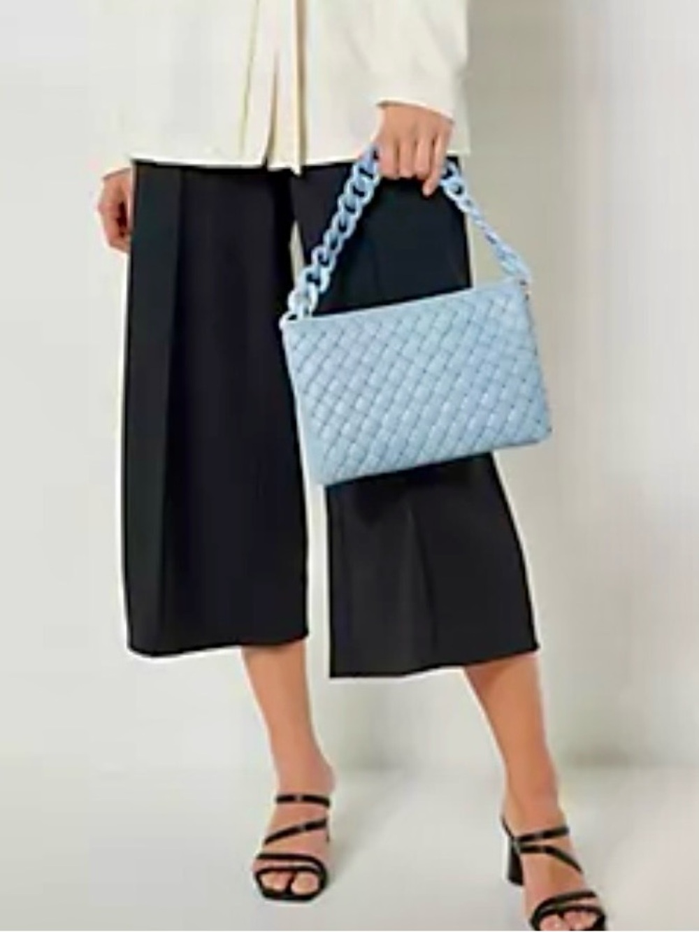 NEW VINCE CAMUTO WOVEN LEATHER CROSSBODY TOP ZIP w CHAIN ADYNA MELON w DUST BAG - Picture 11 of 16